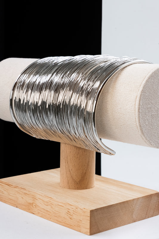 BRACCIALE RIGIDO MULTIFILO 8 CM ARGENTO