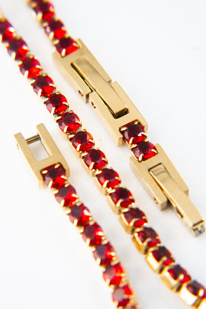 BRACCIALE TENNIS ORO & ROSSO