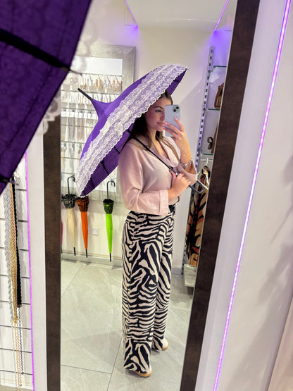 OMBRELLO CHIC CON RICAMI IN PIZZO