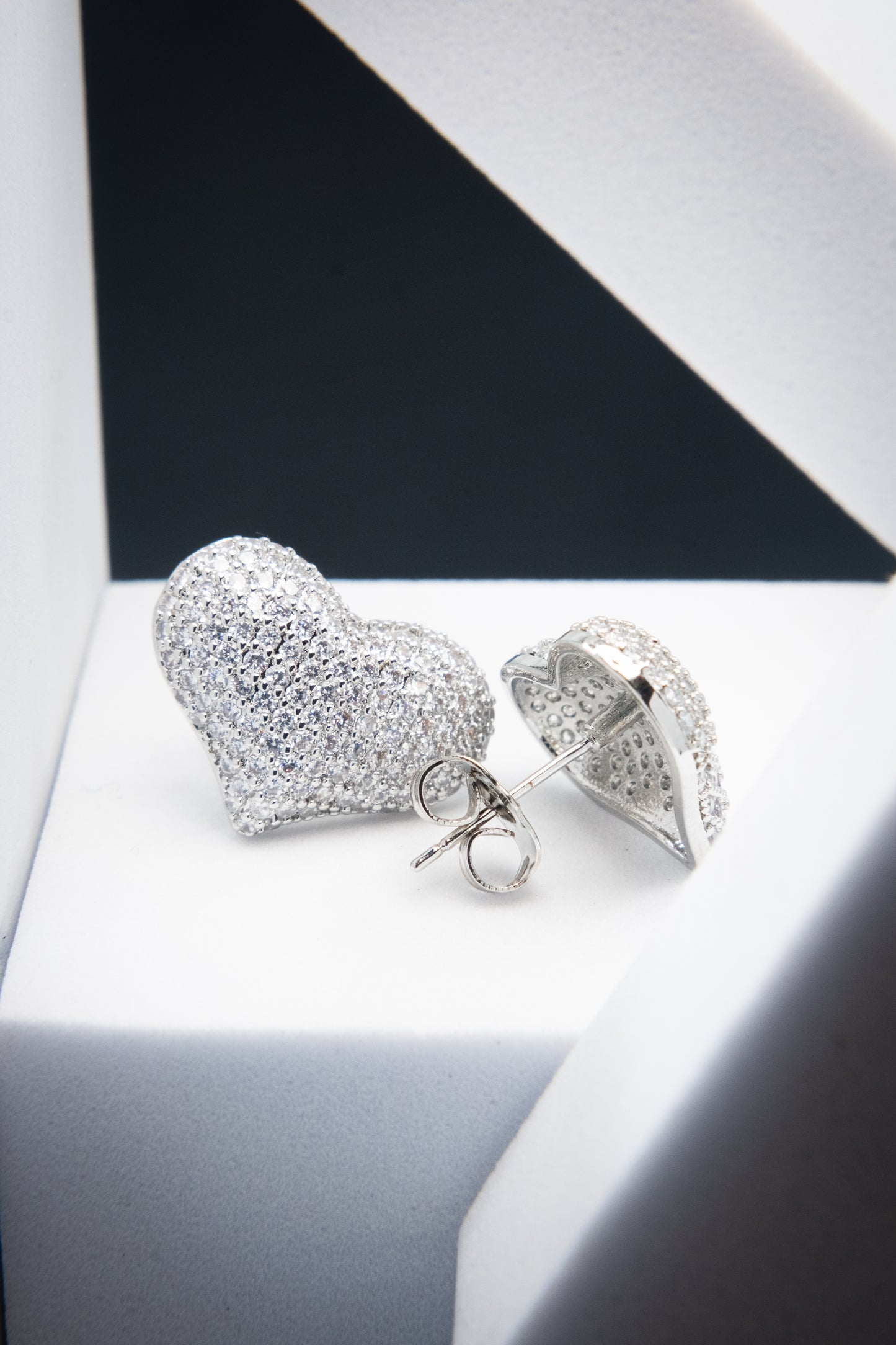 ORECCHINI CUORE CRISTALLI ARGENTO 2 CM