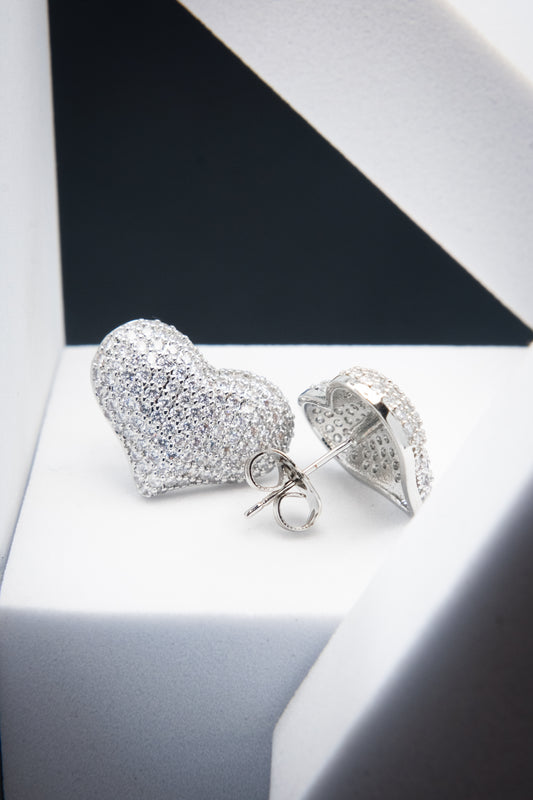 ORECCHINI CUORE CRISTALLI ARGENTO 2 CM