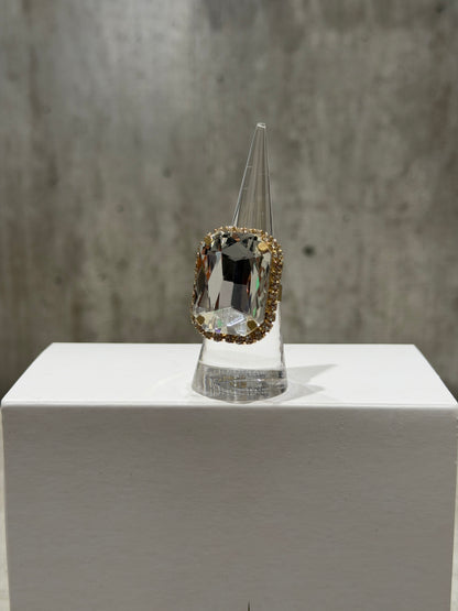 ANELLO RETTANGOLARE FASHION BIANCO & ORO