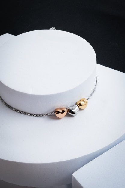 COLLANA 3 CUORI MULTICOLOR