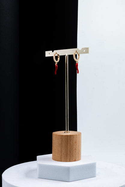 ORECCHINI CORNETTO ORO & ROSSO