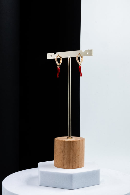 ORECCHINI CORNETTO ORO & ROSSO