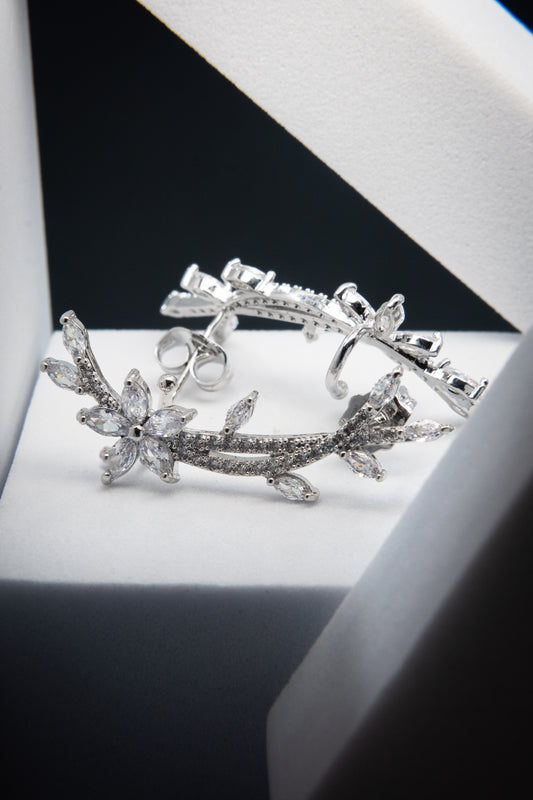 ORECCHINI EAR CUFF FIORE ARGENTO