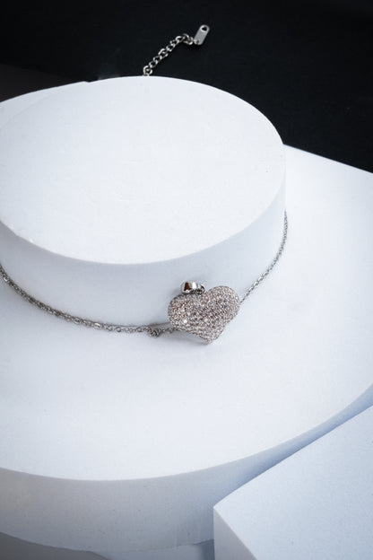 COLLANA CUORE CRISTALLI ANGENTO