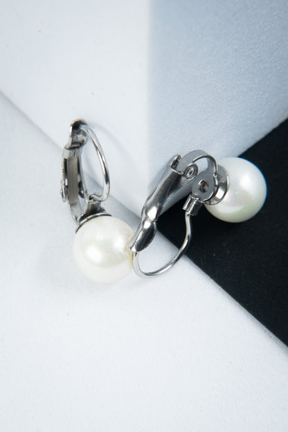 ORECCHINI PERLA PENDENTE ARGENTO 8 MM