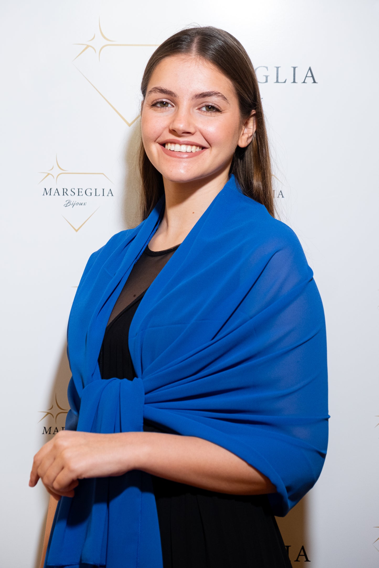 STOLA CHIFFON BLU ROYAL