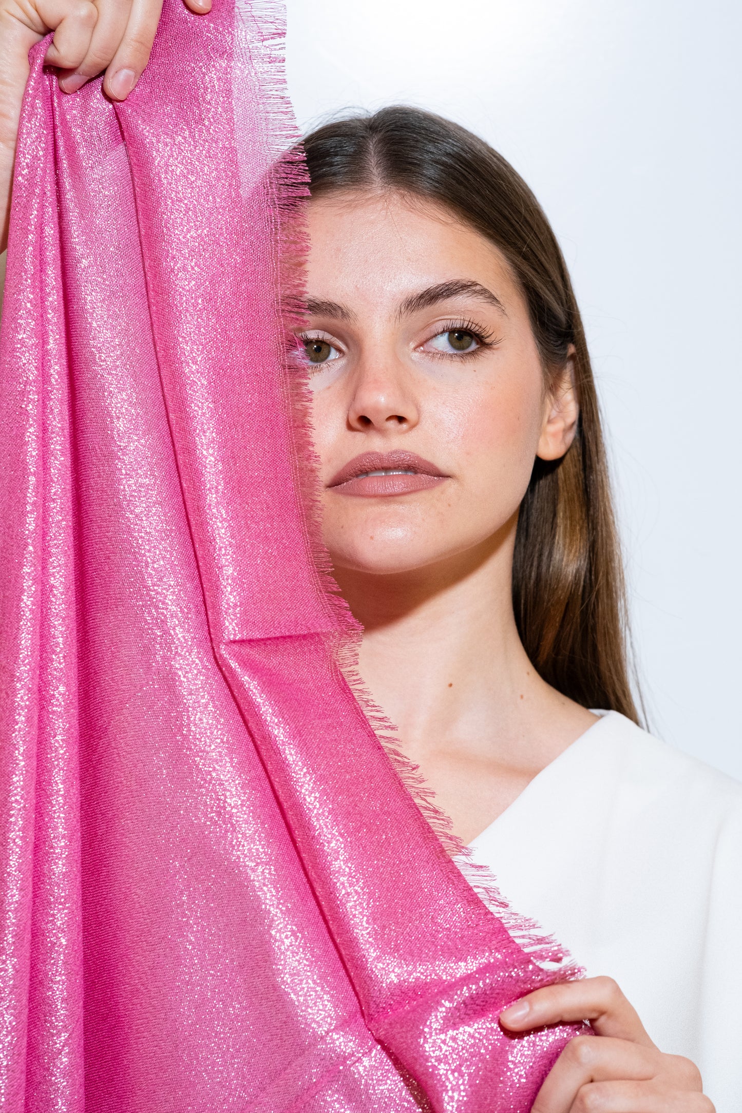 STOLA VISCOSA LUREX ROSA & ARGENTO