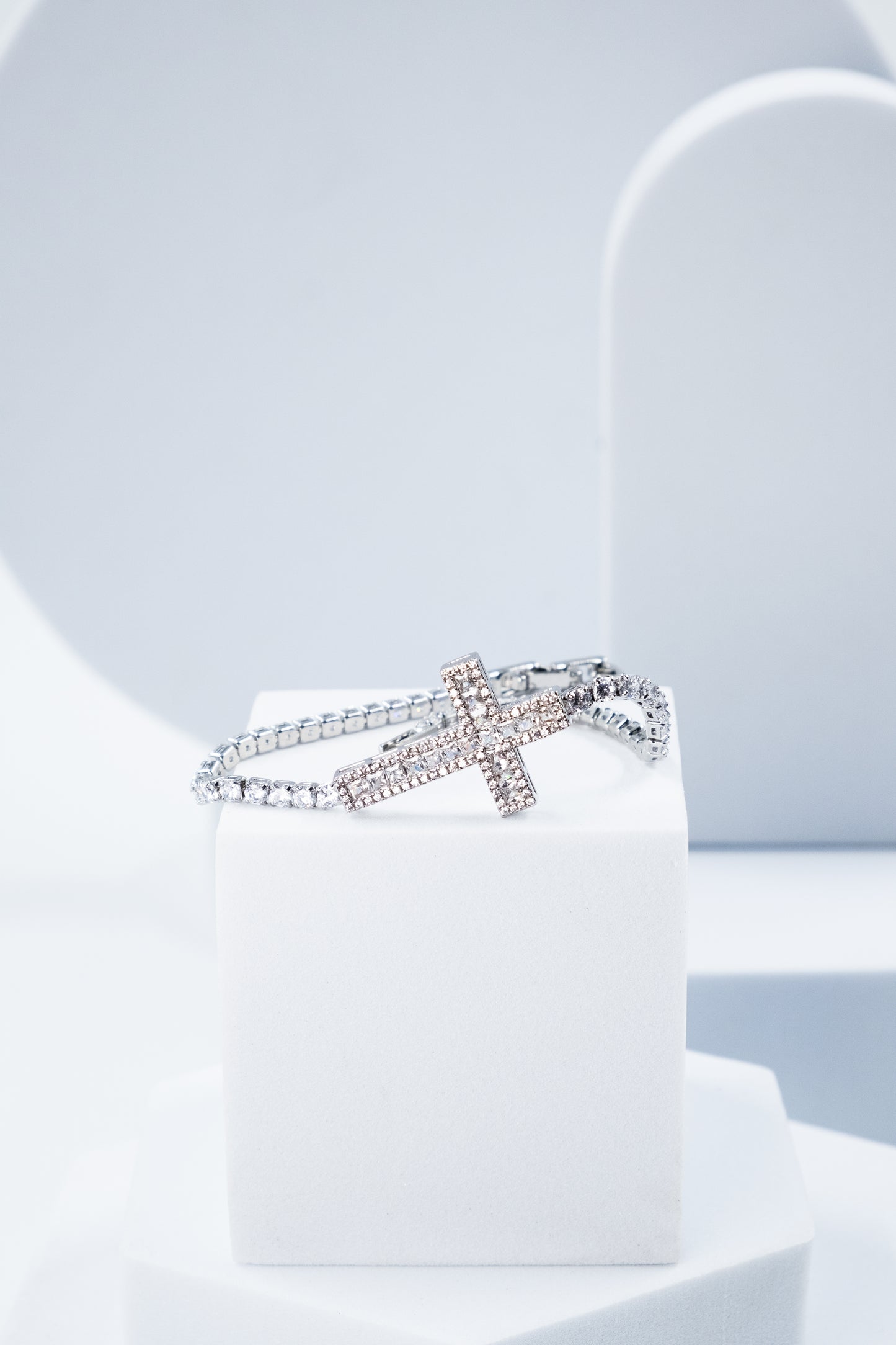 BRACCIALE TENNIS CROCE ARGENTO