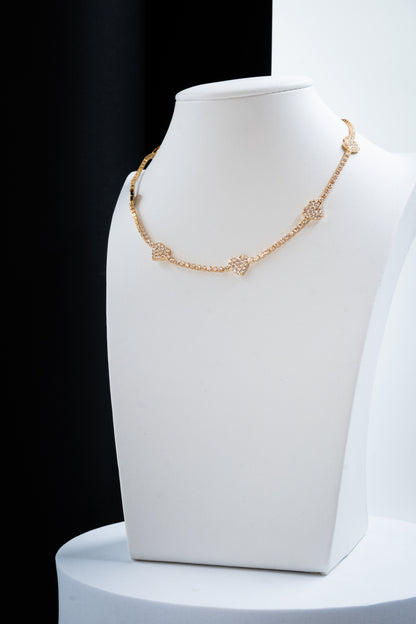 COLLANA CHOKER TENNIS CUORI ORO