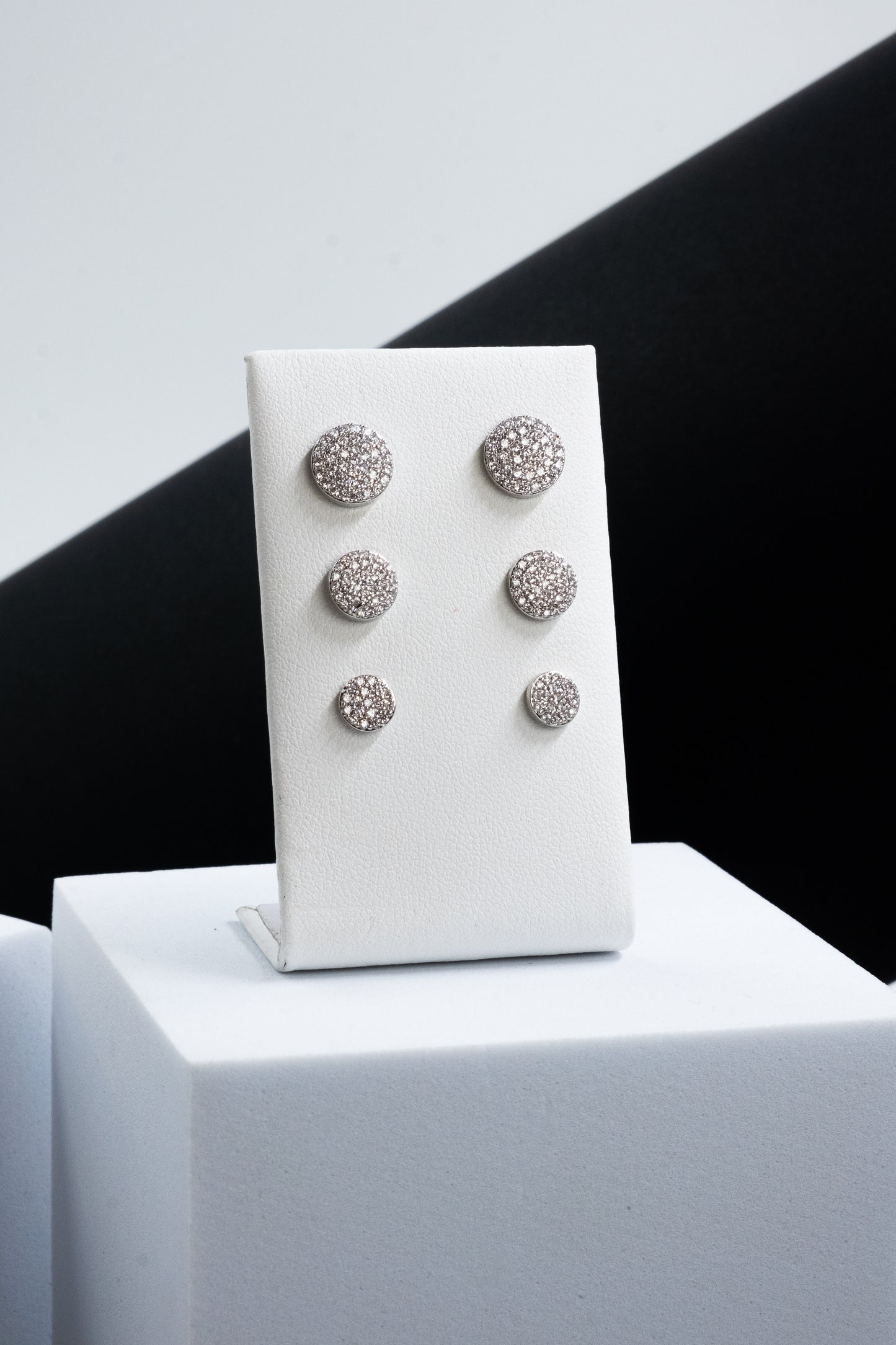 SET ORECCHINI BOTTONI CRISTALLI ARGENTO