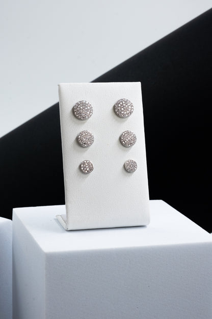 SET ORECCHINI BOTTONI CRISTALLI ARGENTO