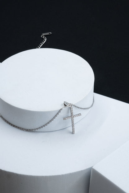 COLLANA CROCE ARGENTO 2,5 CM