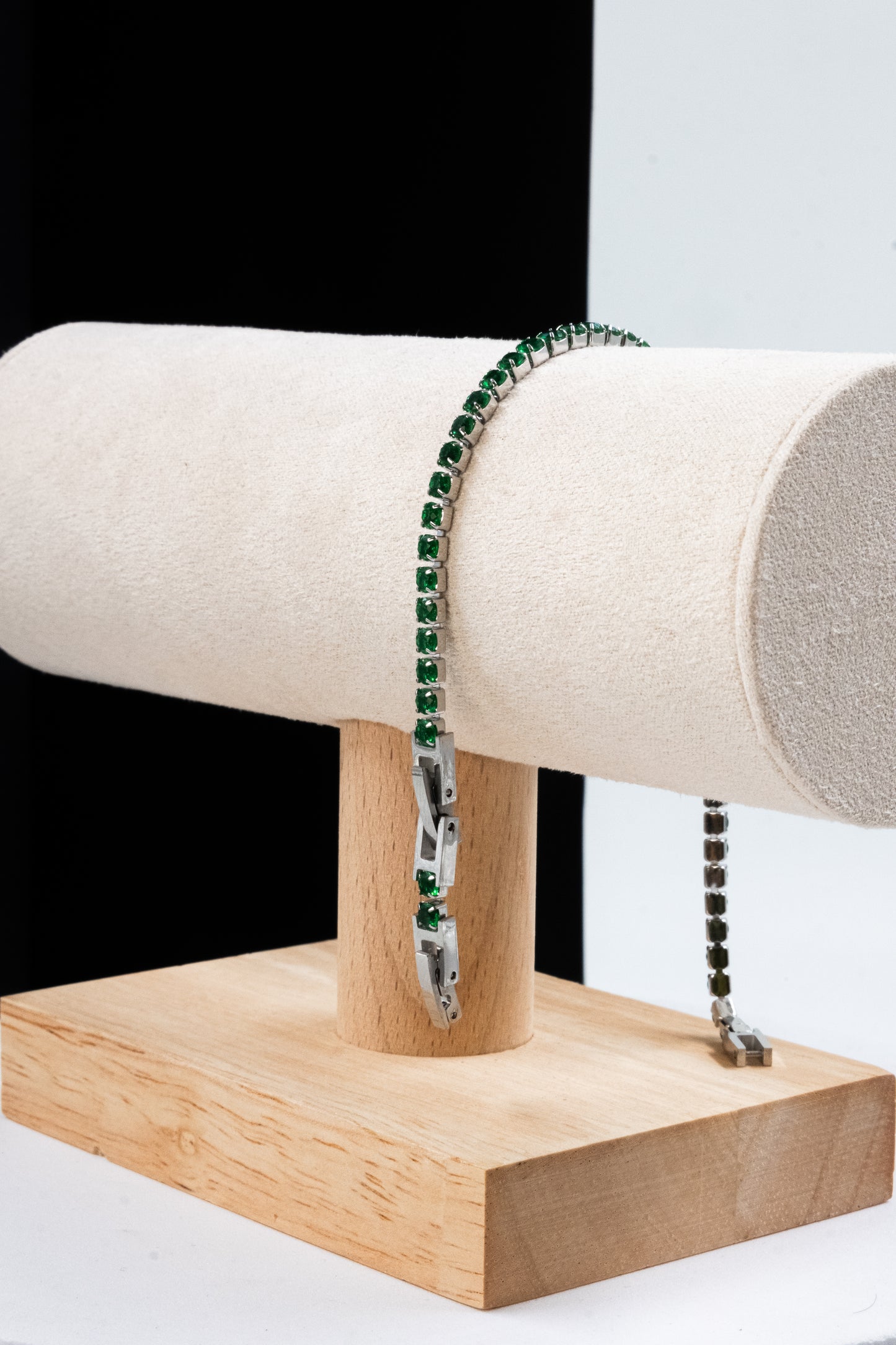 BRACCIALE TENNIS ARGENTO & VERDE