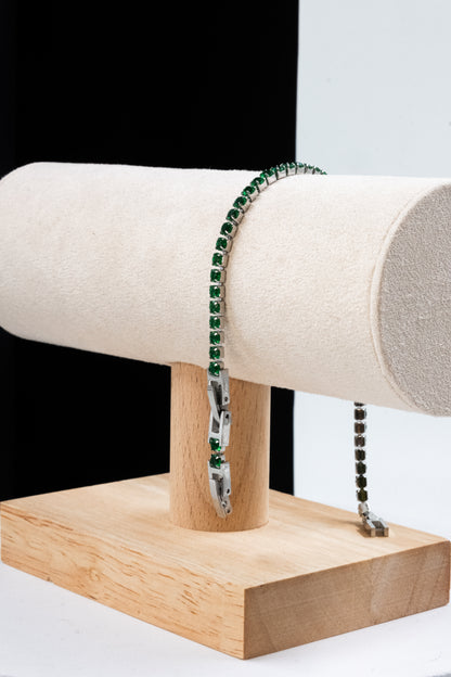 BRACCIALE TENNIS ARGENTO & VERDE