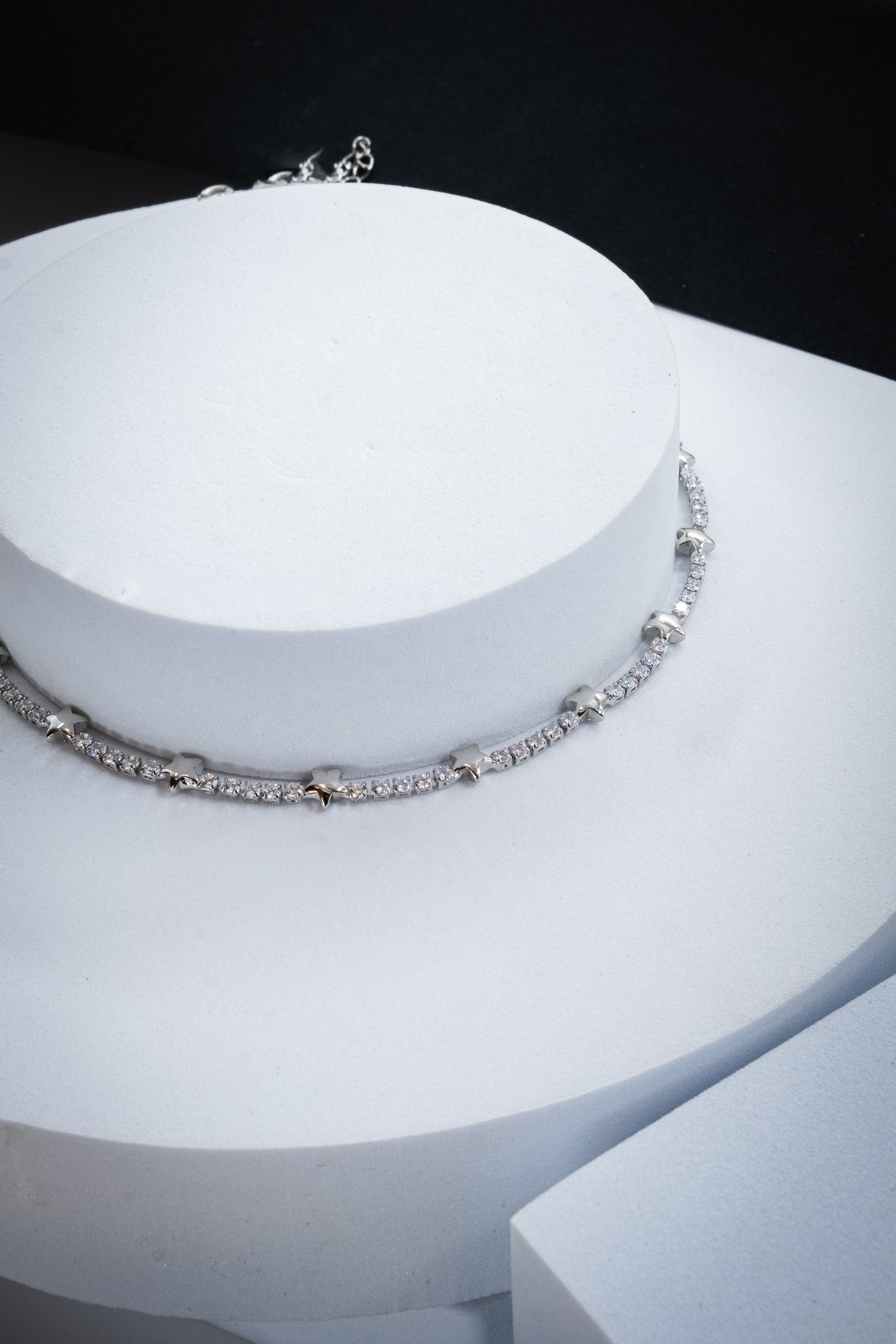 COLLANA TENNIS & STELLE ARGENTO