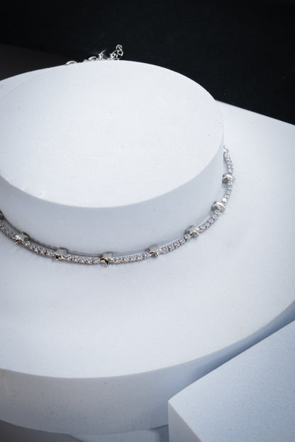 COLLANA TENNIS & STELLE ARGENTO