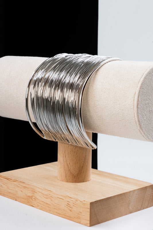 BRACCIALE RIGIDO MULTIFILO 5 CM ARGENTO