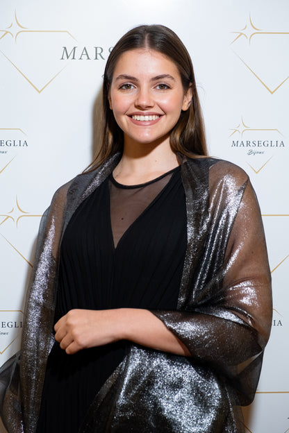 STOLA ORGANZA LUREX NERA & ARGENTO