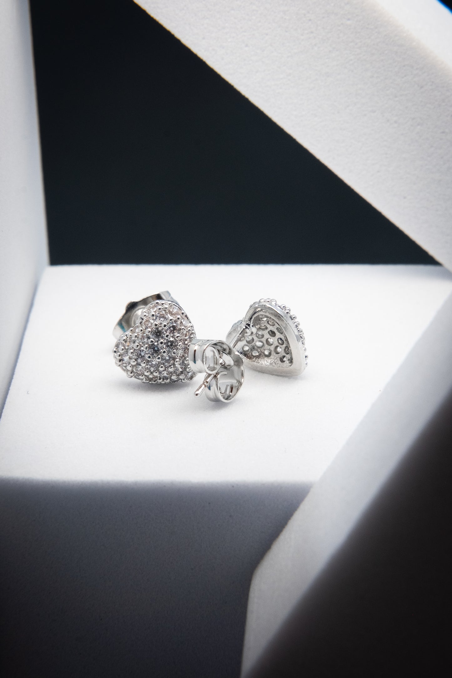 ORECCHINI CUORE CRISTALLI ARGENTO 1 CM