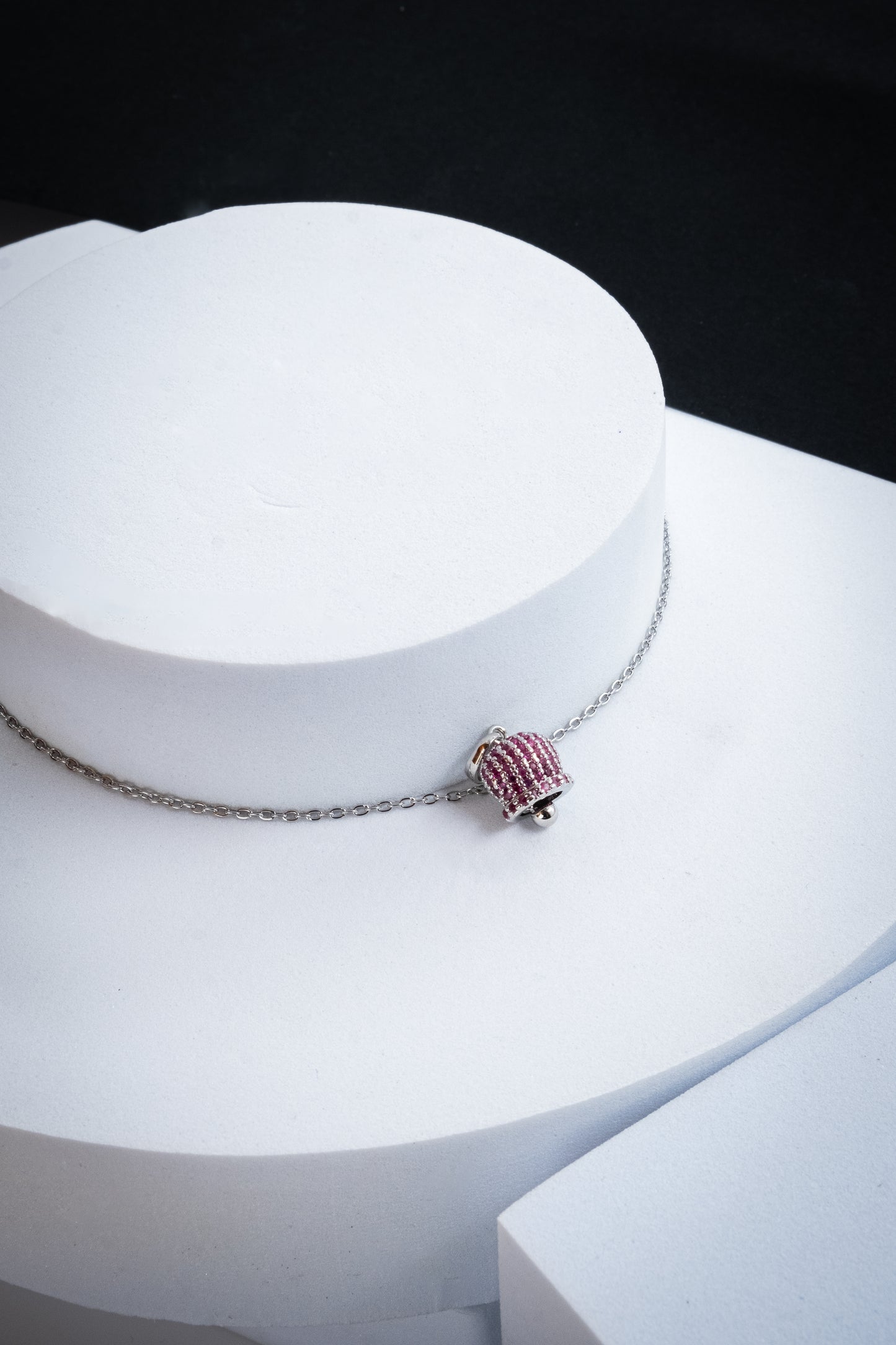 COLLANA CAMPANELLA ARGENTO & FUCSIA