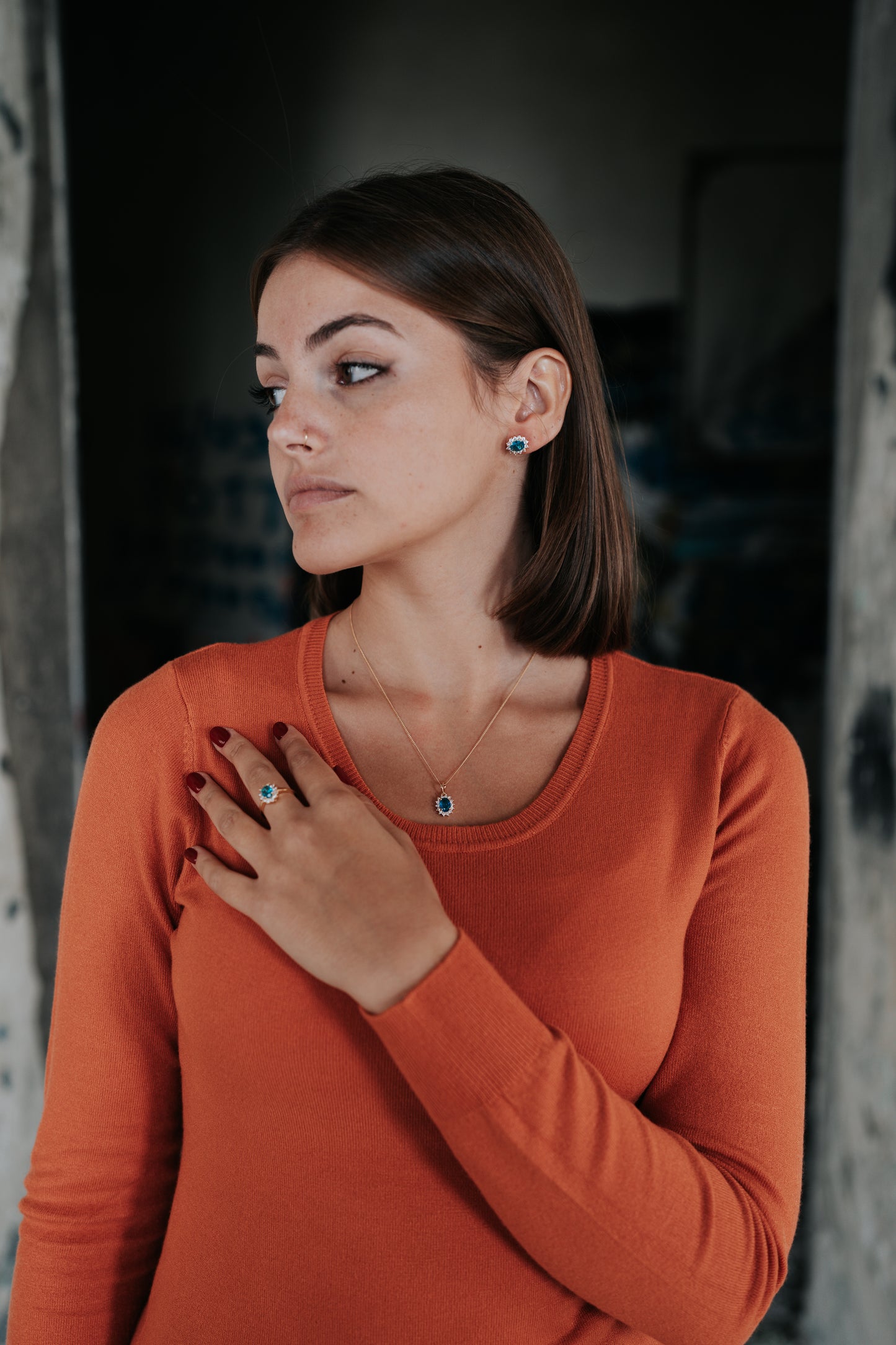 Completo "Kate" 4 pezzi: Oro e Azzurro