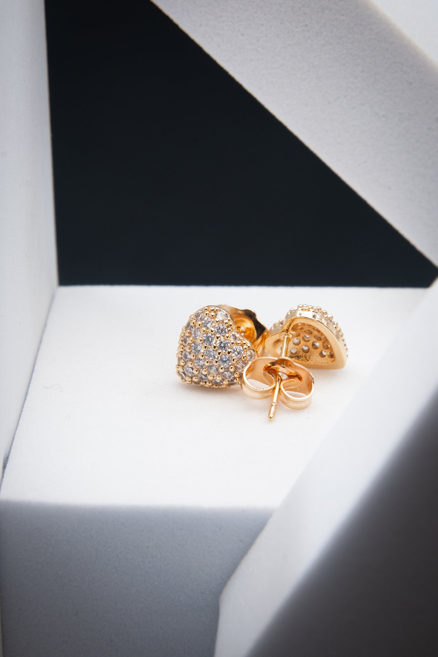 ORECCHINI CUORE CRISTALLI ORO 1 CM