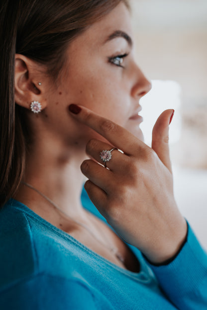 Completo "Kate" 4 pezzi: Argento e Rosa