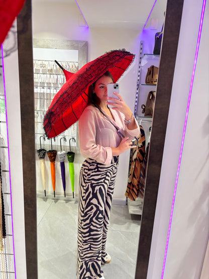 OMBRELLO CHIC CON RICAMI IN PIZZO