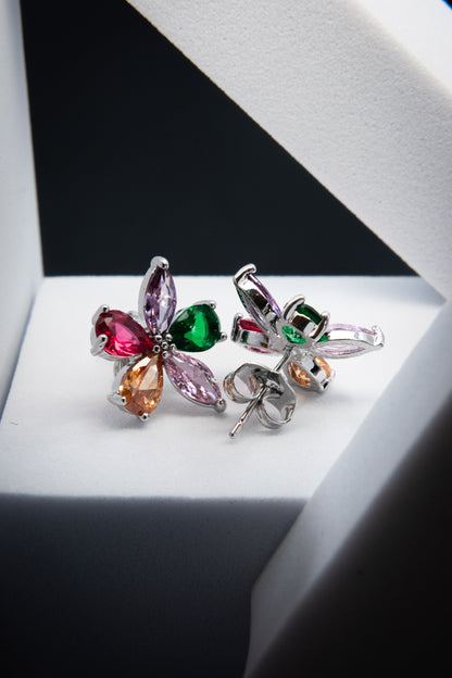 ORECCHINI FIORE ARGENTO & MULTICOLOR