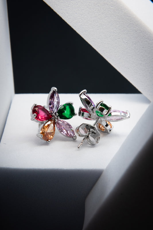 ORECCHINI FIORE ARGENTO & MULTICOLOR