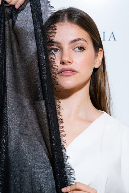 STOLA VISCOSA LUREX NERA GLITTER NERO