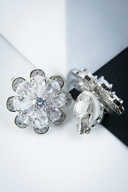 ORECCHINI CLIP FIORE ARGENTO
