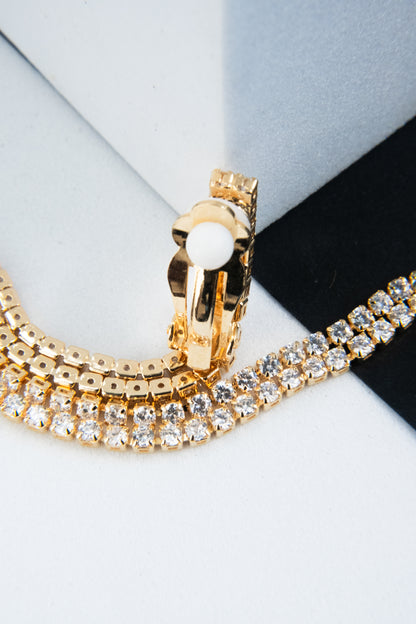 ORECCHINI CLIP 2 FILI STRASS ORO