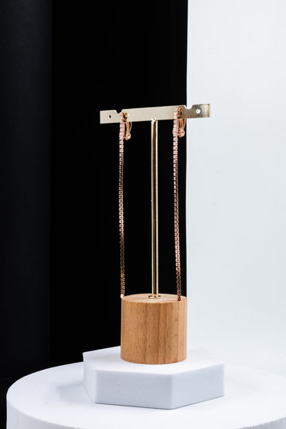 ORECCHINI CLIP 1 FILO STRASS ORO ROSA