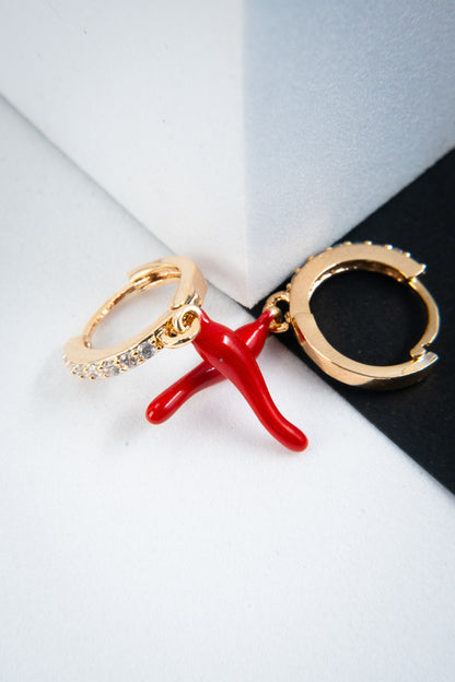 ORECCHINI CORNETTO ORO & ROSSO