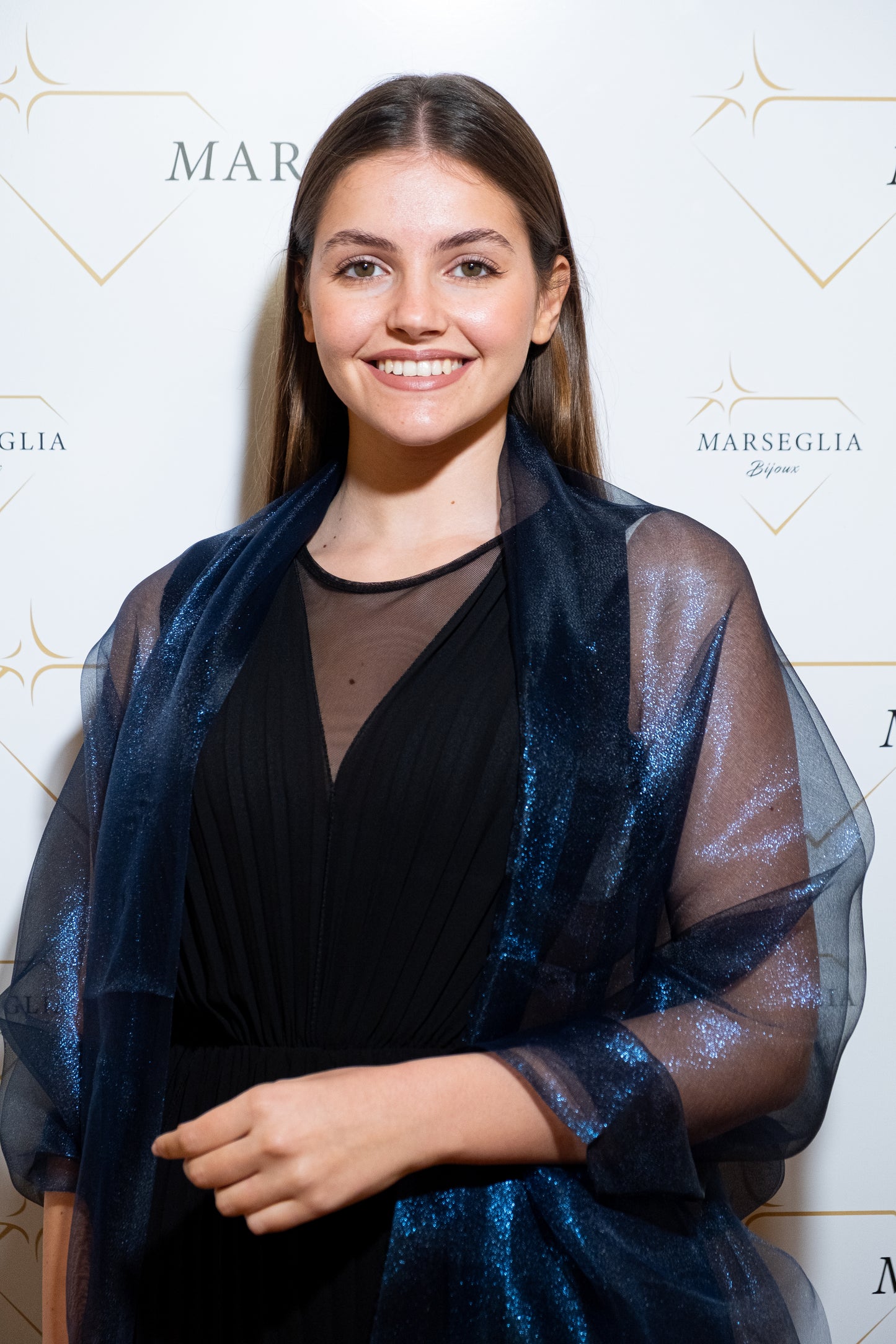 STOLA ORGANZA LUREX BLU NOTTE