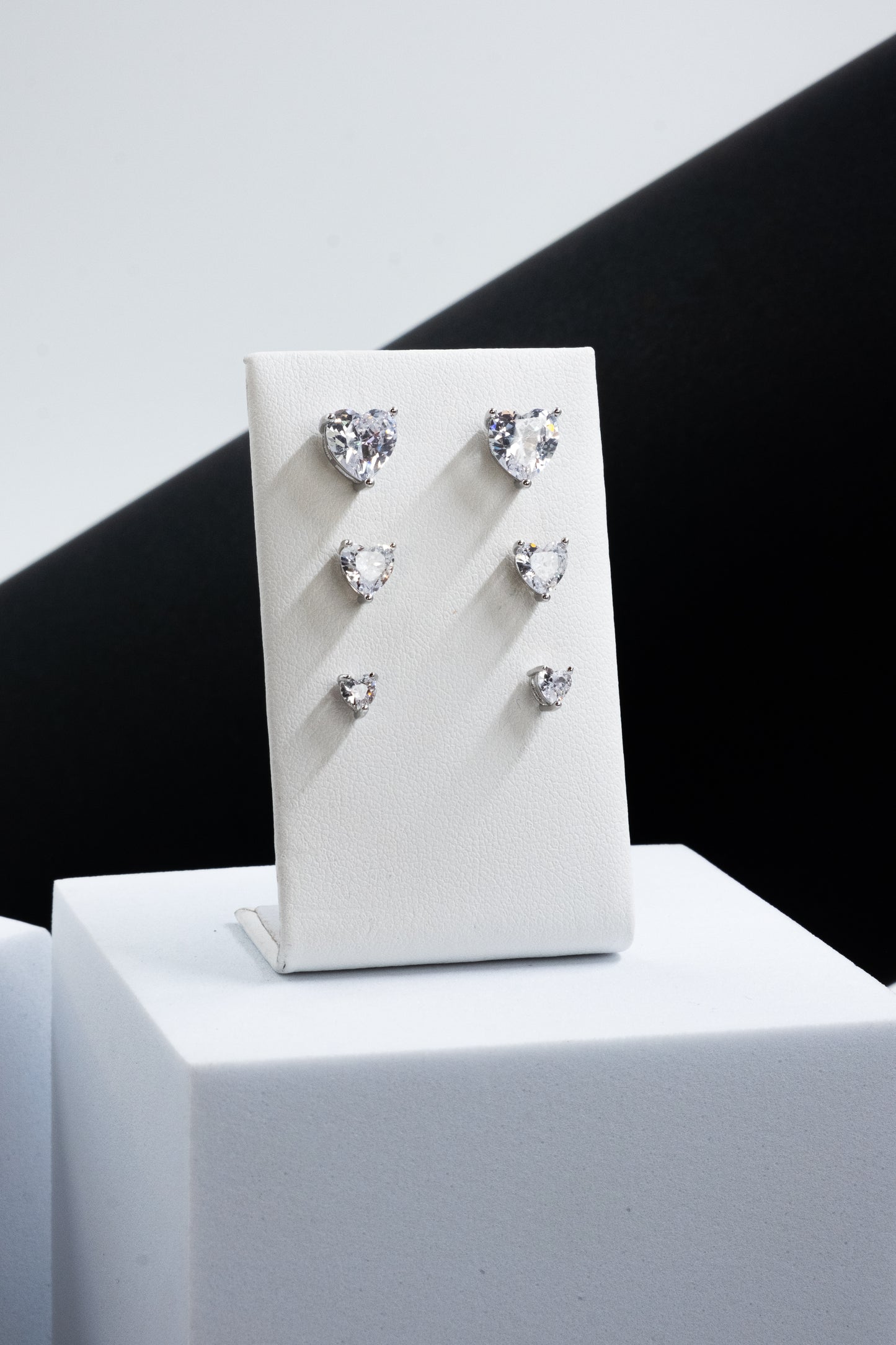 SET ORECCHINI CUORI ARGENTO PUNTI LUCE