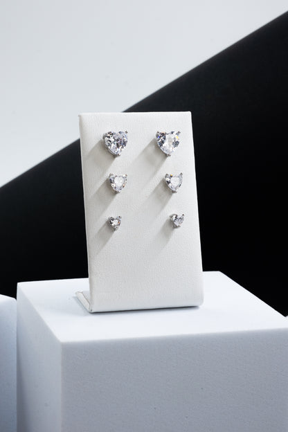 SET ORECCHINI CUORI ARGENTO PUNTI LUCE