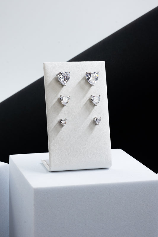 SET ORECCHINI CUORI ARGENTO PUNTI LUCE