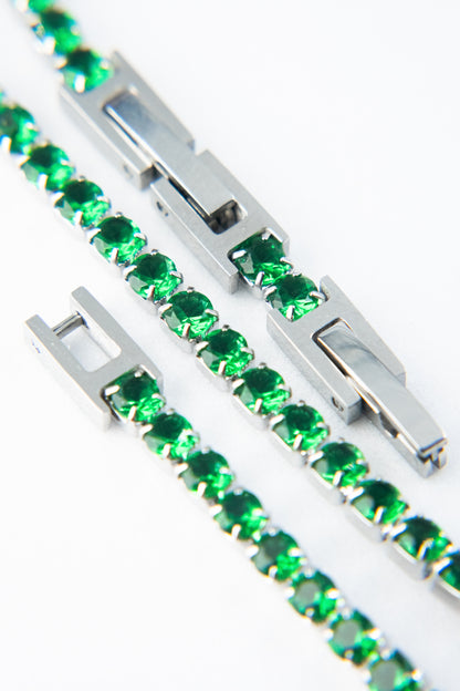BRACCIALE TENNIS ARGENTO & VERDE
