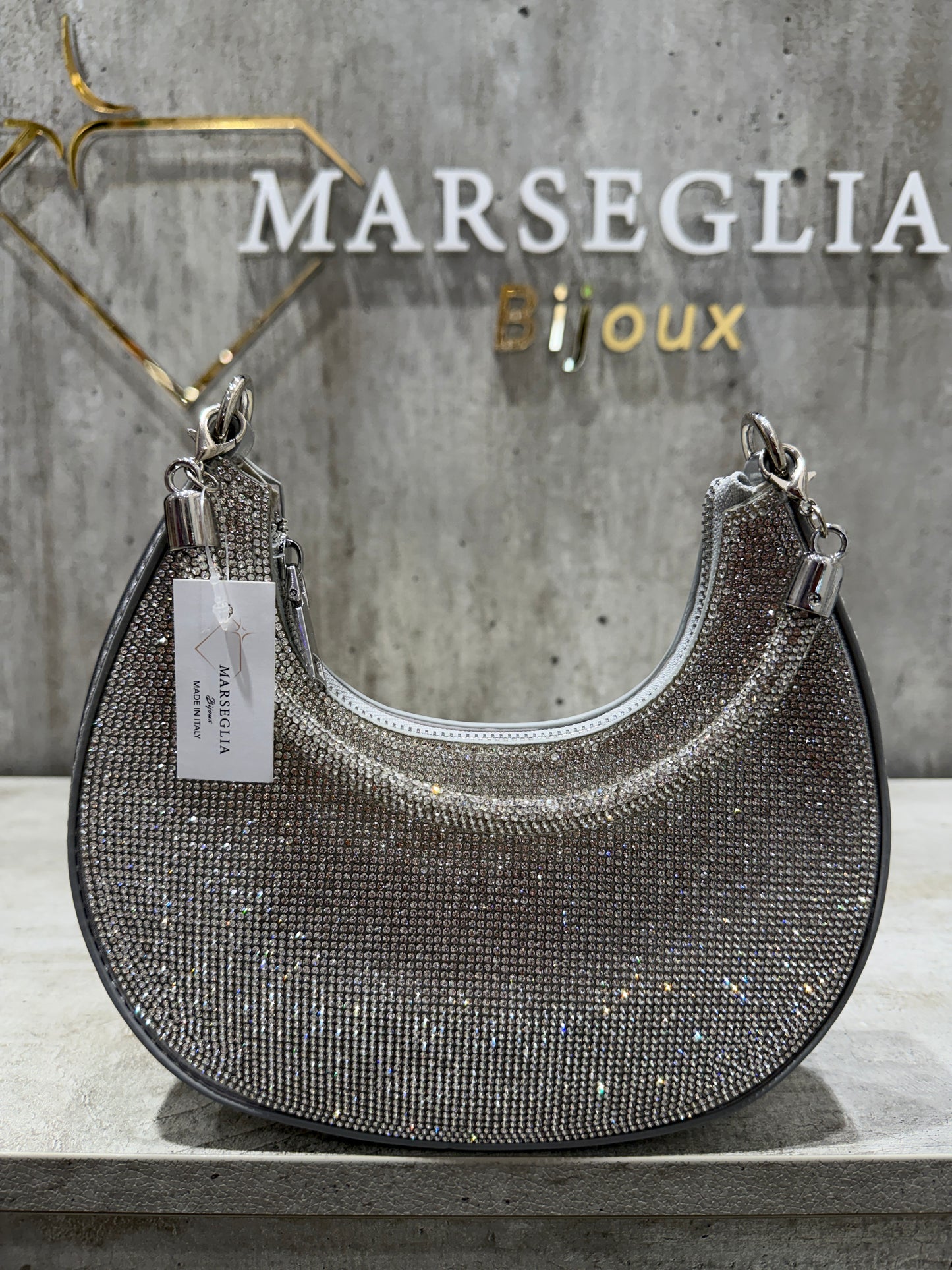 POCHETTE GLITTER ARGENTO