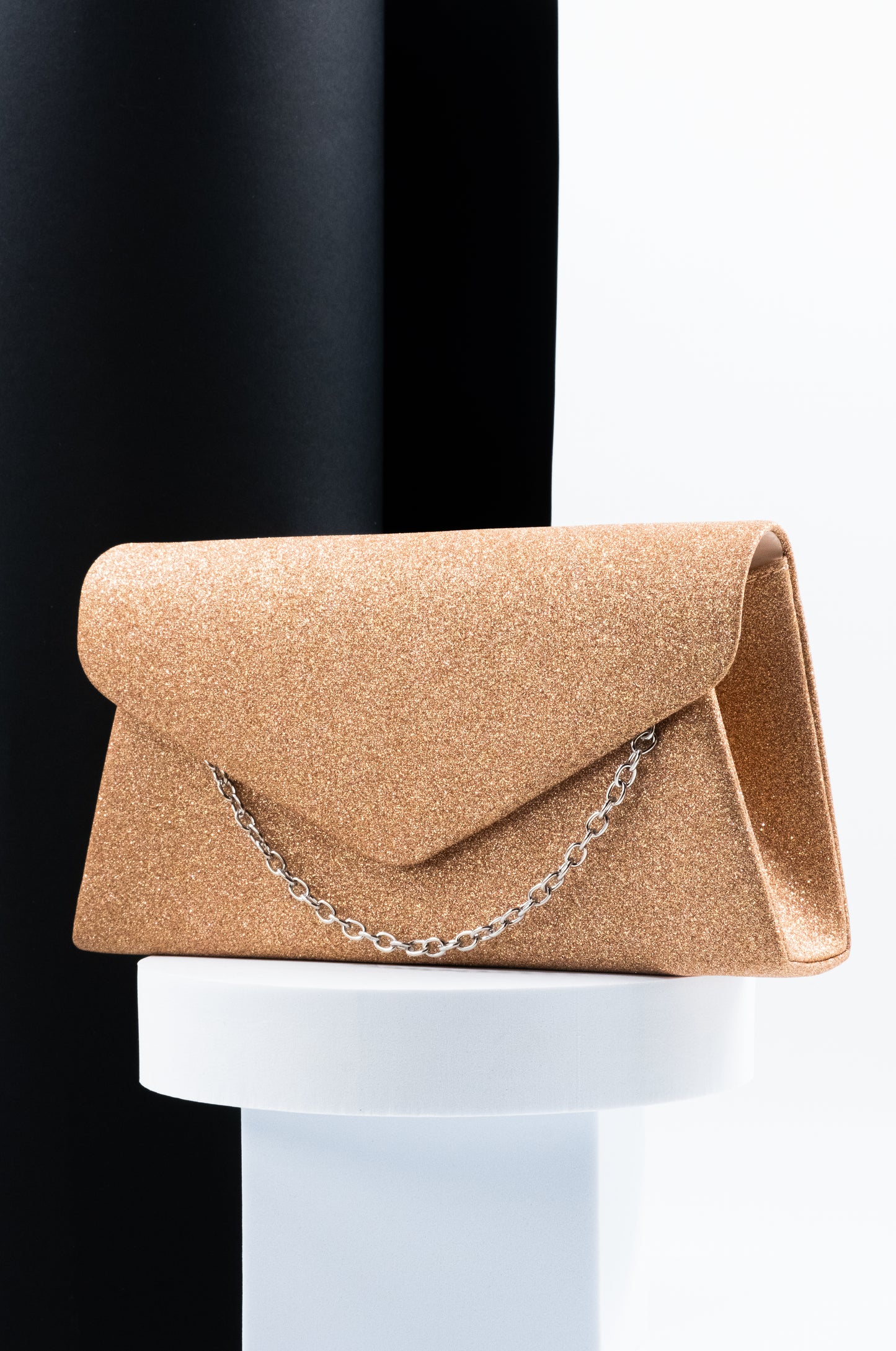 POCHETTE GLITTER ORO ROSA