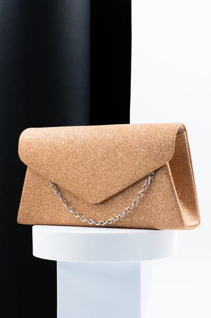 POCHETTE GLITTER ORO ROSA