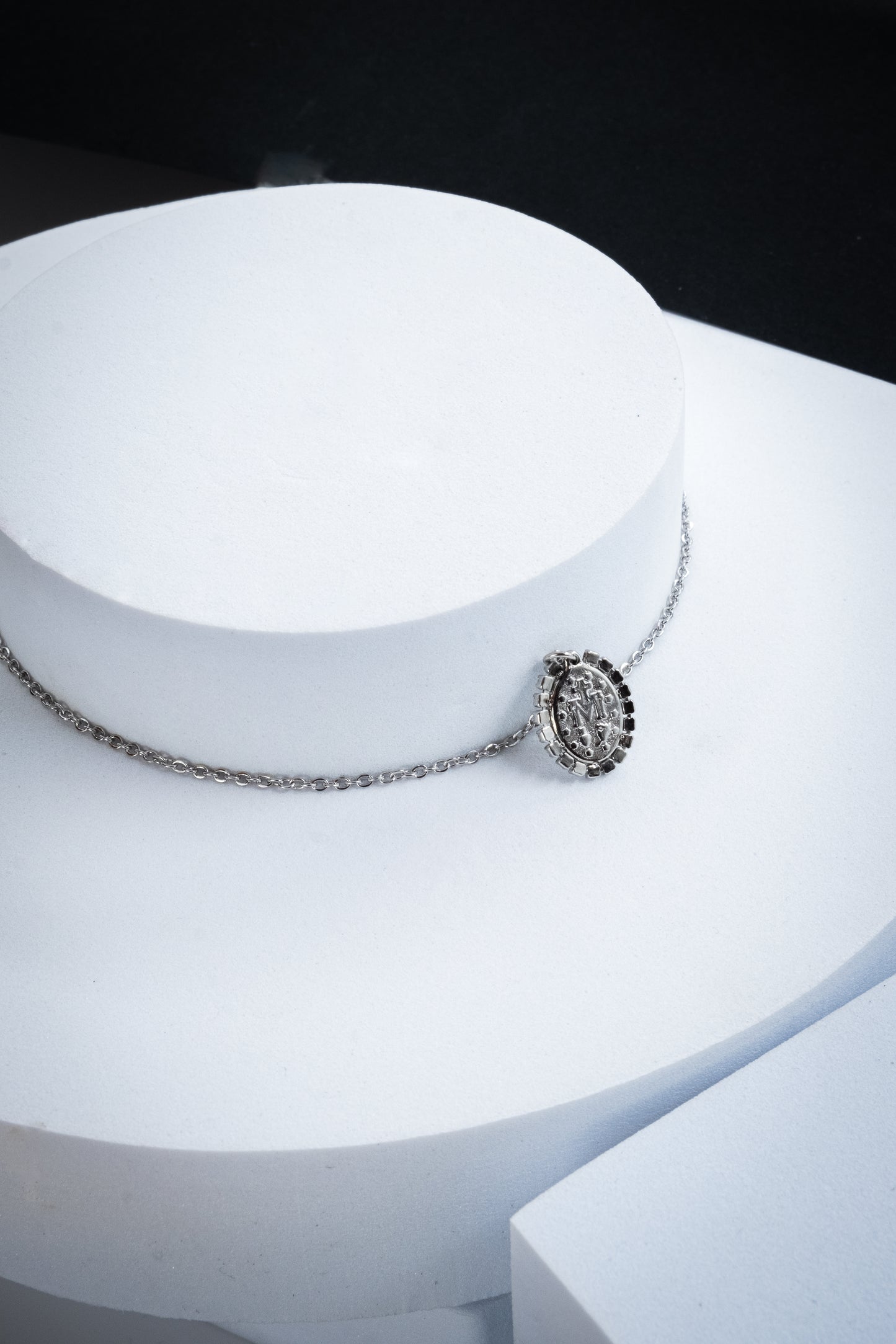 COLLANA MADONNA CRISTALLI ARGENTO