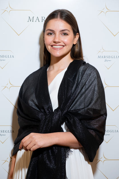 STOLA VISCOSA LUREX NERA GLITTER NERO