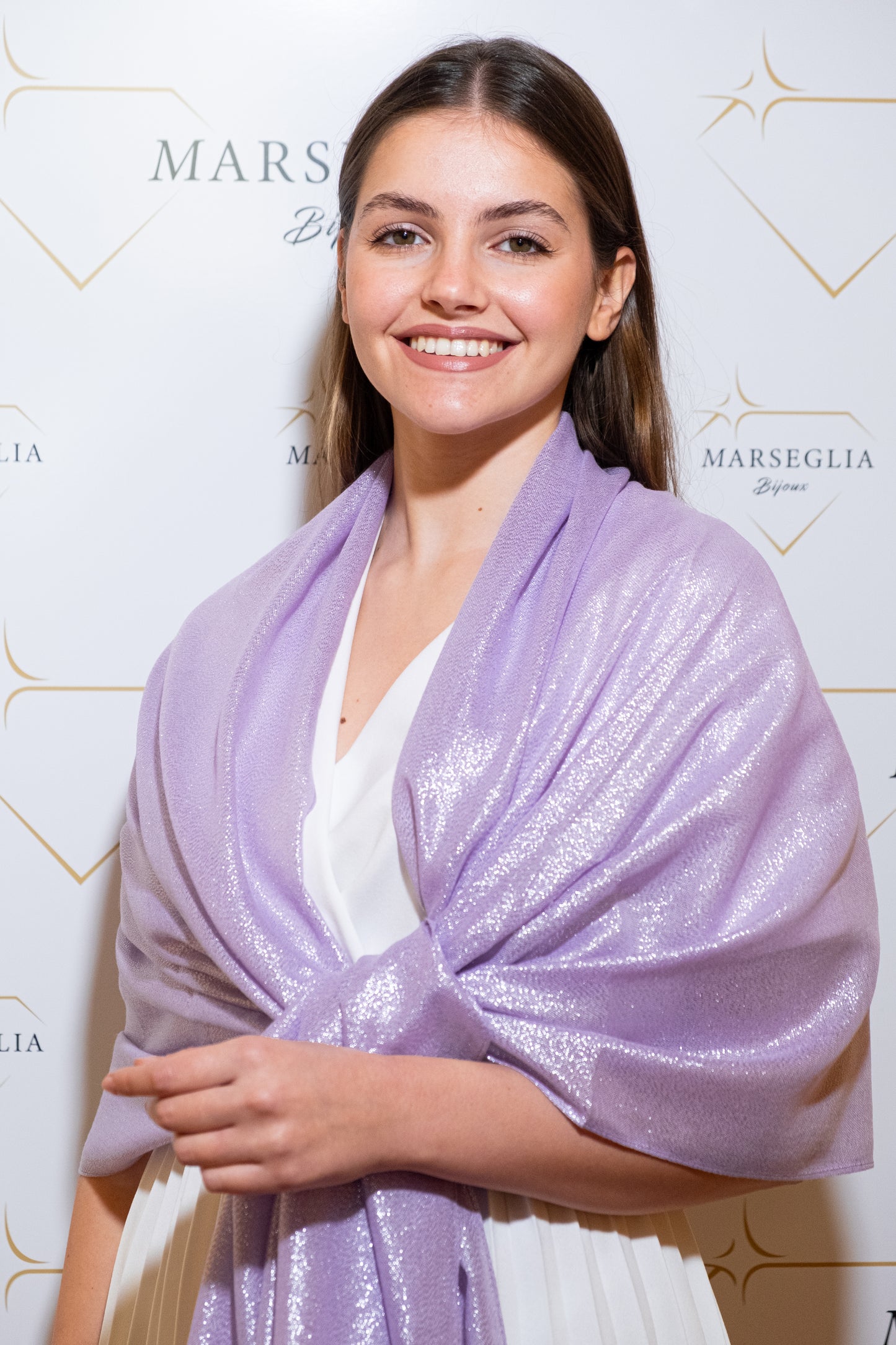 STOLA VISCOSA LUREX LILLA & ARGENTO