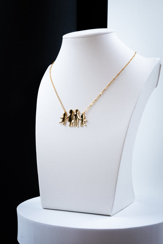 COLLANA MAMMA,PAPÀ & 2 FIGLI ORO